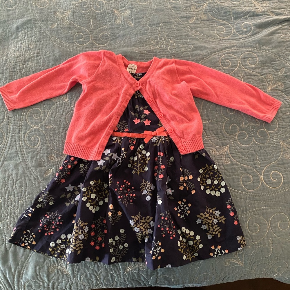 Carter’s 12 months Floral dress with sweater